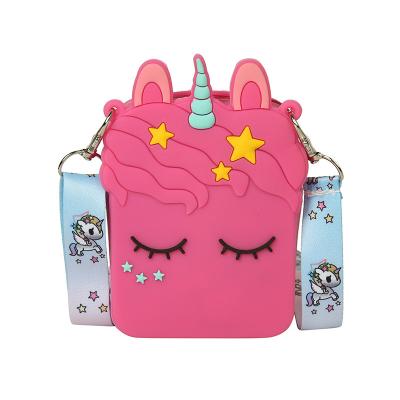 China 2022 new design kids fashion kids fashion cardboard shape small flower handbag cute silicone rose unicorn purse for girls for sale