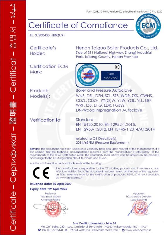 CE - Henan Taiguo Boiler Products Co., Ltd.