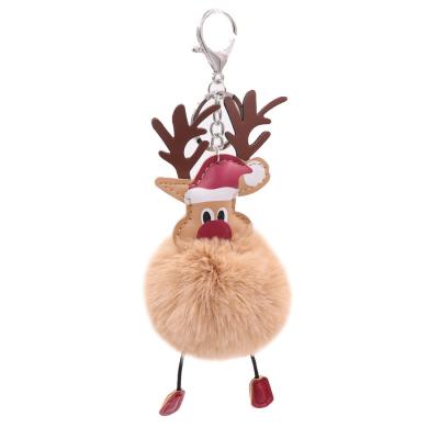 China Hit Winter Christmas Fawn Plush Ball Keychain Cute Christmas Elks Cozy Plush Bag Pendant for sale