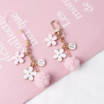 China Promotion Gift Lovely Ribbon Flower Key Chain Key Ring For Women Girl Jewelry Rose Flower for sale