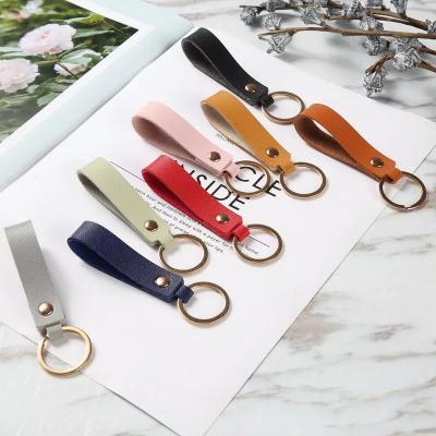 China Promotional Gifts 8 Colors Fashion PU Leather Business Gift Car Key Chain Leather Key Chain for sale