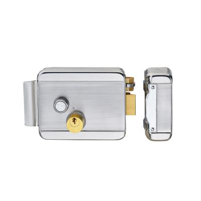 China New Products Chinese Electric Keys DC12V 3A Wooden Door Rim Lock With Three Iron for sale