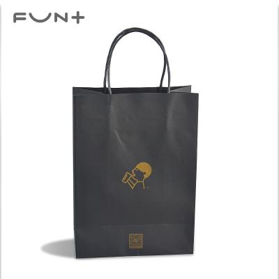 China Disposable Black Custom Printing Kraft Paper Coffee Shopping Paper Bag for sale