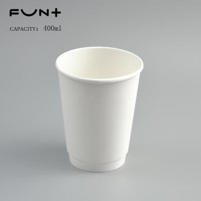 China 12oz 360ml Disposable White Double Wall Quality Disposable Tea COFFEE Customize Printing Paper Cup for sale