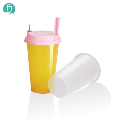 China Single Wall 500ml 16oz PP Disposable Bubble Boba Tea Frosted Plastic Fruit Cup for sale