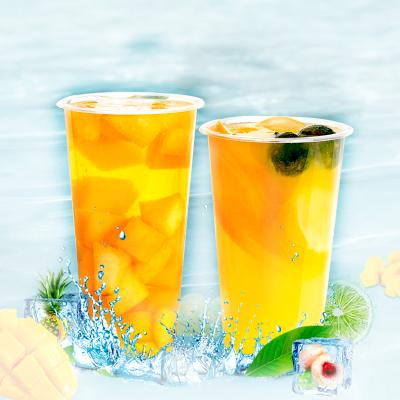 China Single Wall Custom Printing Bubble Tea Milk Tea Cup Juice Cup Plastic Clear Cup for sale