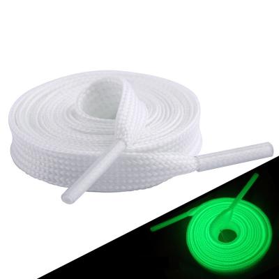 China Wholesale Luminous Flat Sneaker Flat Shoe Laces Mint Glow In Dark Fluorescent Canvas Shoe Laces for sale