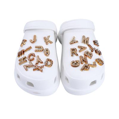 China Wholesale Accessories Luxury Metal Bling Designer Diy Women Custom Charm Clogs Clogs Crystal Letter Croc Charms For Clogs Decoration for sale