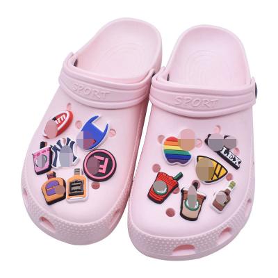 China High Quality Custom Logo Custom Branded Shoe Decoration DIY Croc Designer PVC Clog Rubber Charms for sale