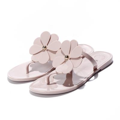 China Wholesale Fashion Trend TB PVC Luxury Ladies Flower Jelly Thong Sandal Mini Miller Flip Flop Women Shoes Outdoor Slipper for sale