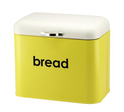 China Good Quality Fashionable Yellow Rectangular Storage Tin Container Canister STORAGE CONTAINER Bread for sale