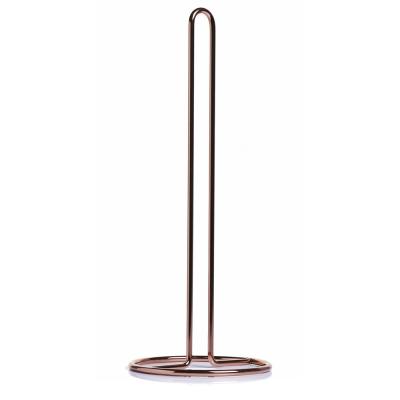 China Excellent Quality Stocked Free Standing Metal Wire Copper Shiny Color Plated Kitchen Roll Towel Rack for sale