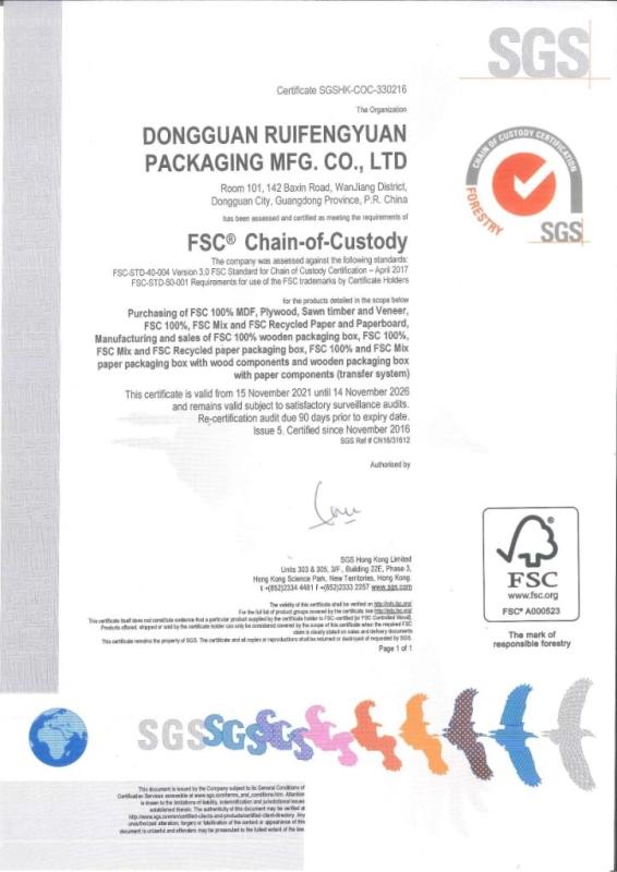 FSC - Dongguan Ruifengyuan Packaging Mfg. Co., Ltd.