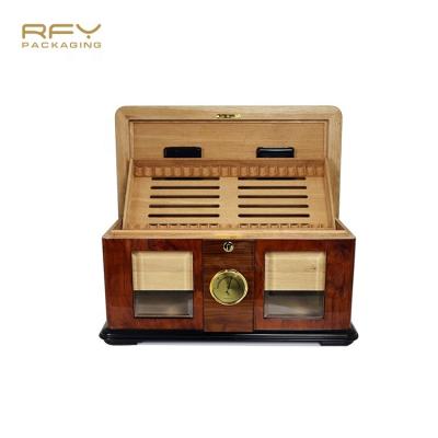 China Luxury Cedar Wooden Cigar Humidor Box Mahogany Cedar Cigar Box Custom Wholesale Luxury Wood Humidor Cigar Box for sale