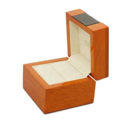 China High End Luxury Fashion Personalized Small Lacquer Walnut Velvet Wooden Wedding Ring Box for sale