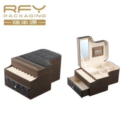 China Gift Jewelry Packaging Luxury Custom Organizer With Drawer Logo Packaging Jewelry Leather Boxes for sale