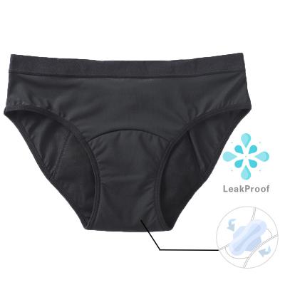 China Black Antibacterial Leak Proof Full Coverge Reusable Menstrual Panties 4 Layers Period Panties Underwear Panties for sale