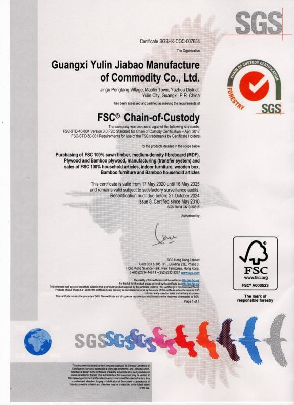 FSC - Guangxi Yulin Jiabao Manufacture Of Commodity Co., Ltd.