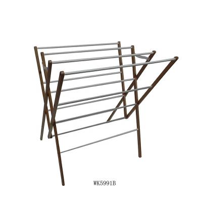 China Modern Clothes Rack Wooden Towel Drying Floor Rack Wood Clothes Salon Drying Iron Clothing Rack Foldable Cardboard Box Natural for sale