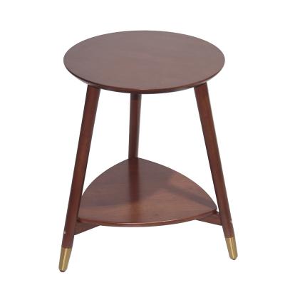 China Wholesale solid wood modern simple modern creative small coffee table sofa corner fixed asset factory small mini round table double layer for sale