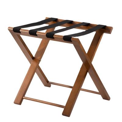 China Leisure Traditional Hotel Supplies Wholesale Solid Wood Folding Luggage Rack Organizer Shelf for sale