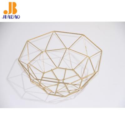 China Gold Metal Wire Round Fruit Basket Kitchen Organizer Furniture New Viable Fine Metal for sale