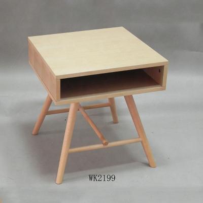 China Traditional Modern Living Room Single Square Small MDF Beech Wood Side Table for sale