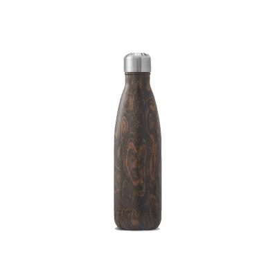 China New Design Marble Pattern Sustainable Wooden Stainless Steel Double Wall Custom Logo Water Bottle for sale