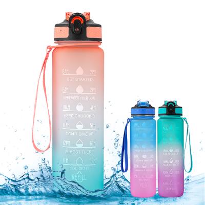 China New Product Fitness 32 oz Bpa Viable Free Time Marker Plastic Frosted Motivational Everich Water Bottle for sale