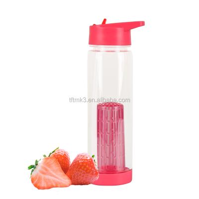 China Sustainable Fruit Infuser Water Bottle With Plastic Lids For Fruit Juice for sale