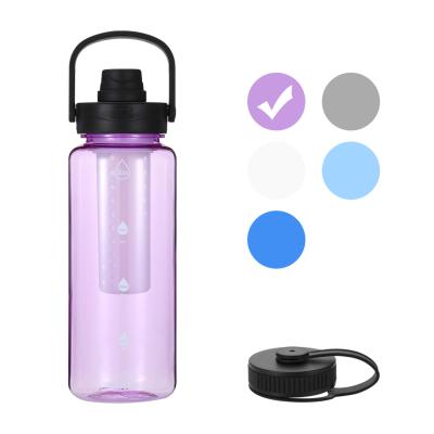 China Wholesales 32oz Viable Customization BPA Free Plastic Tea Strainer Fruit Infuser Water Bottle With Custom LOGO for sale