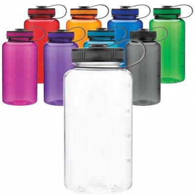 China Viable nalgene water bottle tritan with wide mouth lid 1000ml plastic sport water bottle for sale