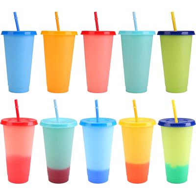 China Viable New Product BPA Free 24 Ounce Reusable Plastic Color Changing Cups Cool Colors Changing Plastic Cup for sale