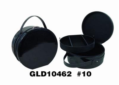 China Elegant Round Black Travel Jewellery Box Leather Eco Friendly SGS Certification for sale