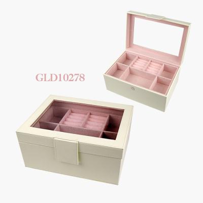 China Square Casual Fancy Leather Makeup Box Inside Mirror Environmental Friendly for sale