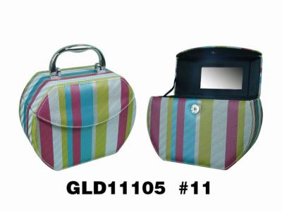 China Colorful Women's Fabric PU Cosmetic Bag Durable Makeup Travel Case With Mirror for sale