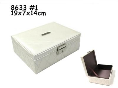 China Rectangle White Luxury PU leather Makeup Box For Cosmetic Storage for sale