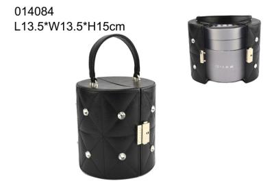 China Custom Black Packing Round Travel Jewelry Case , Cylinder Jewelry Box for sale