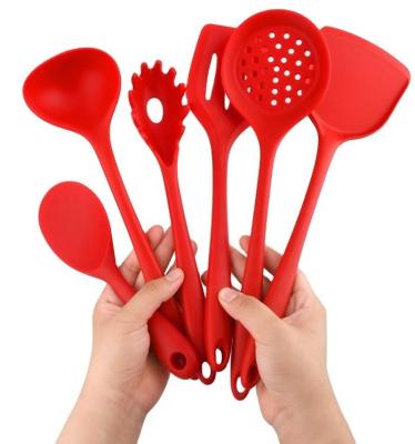 China 6 Pieces Durable Heat Resistant Kitchenware Tools Spoon Beater Tongs Spatula Non-Stick Silicone Kitchen Cooking Utensils for sale