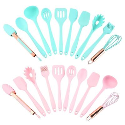 China Mini Viable Silicone Kitchenware Set 5 Piece Silicone Spatula Food Clip Egg Beater One-Piece Cooking Tool for sale