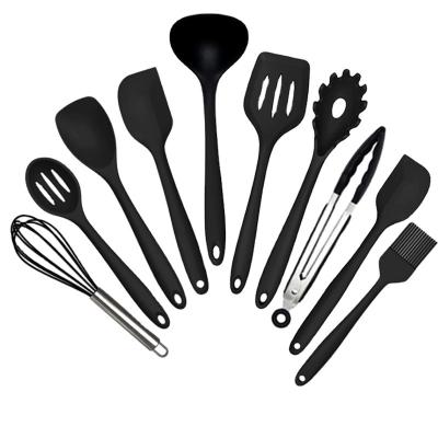 China Sustainable Silica Gel 10 Sets All Inclusive Cookware Package Integrated Kitchen Utensils One Spatula And Cooking Spoon for sale