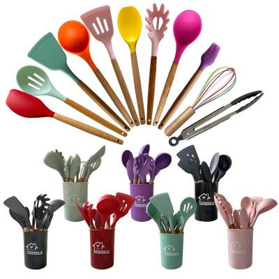 China Viable Wholesale Stick Silicone Kitchenware Family Kitchenware Utensil Set Custom Cookware Non Set Silicone Kitchen Utensil Set for sale