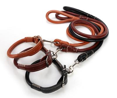 China Direct selling large, medium and small dog PU neck strap dog leash pet sleeve collar durable leather wear-resistant dog leash manufacturers for sale