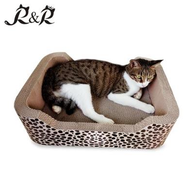 China Wholesale Hot Sale Viable Cardboard Cat Scratcher Bed Corrugated Cat Scratch Chamber With Catnip RCS-7003 for sale