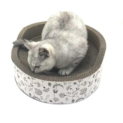 China BSCI Viable Hot Selling Products Bowl Shape Round Cardboard Paper Flower Printing Cat Scratcher for sale