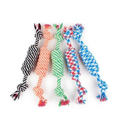 China Viable Toy Cotton Stripe Rope Dog Toy Durable High Quality Dog Rope Fun Pet Chew Knot Dog Accessories for sale