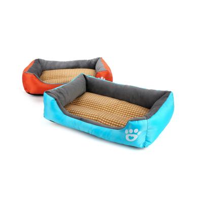 China Viable Summer Footprints Cotton Fleece Oxford Candy Color Square Pet Cooling Sleeping Mat for sale