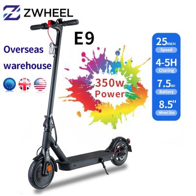 China Zwheel E9 unisex electric scooter 36v China warehouse ready to board 350W motor 7.5AH Germany e scooter foldable 8.5 inches dropshipping for sale