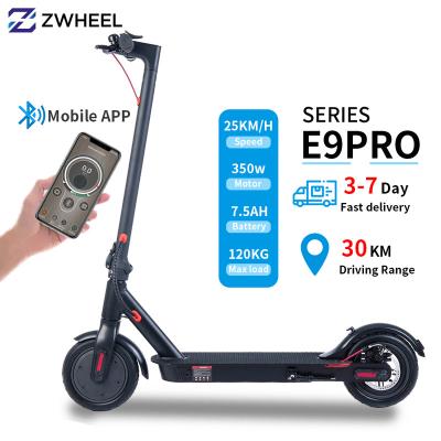 China Chinese manufacturer APP/waterproof IPX4 folding mobility scooter adult 60km electric folding range 350W 10ah 100%original E9pro rode e scooter for sale