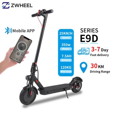 China NEW APP EU USA Warehouse/waterproof IPX4 E9D 2022 8.5 Inch Motor E Scooter Electric City Scooters 36v 350w Adult Cheap Kick Scooter for sale